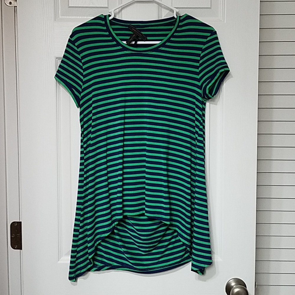 Blue green stripe open back top